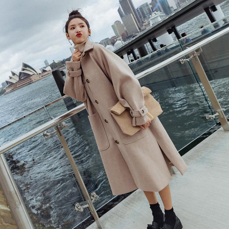 Winter New Woolen Coat Women Long Section Korean Version of The Thick Solid Color Loose Sen Woolen, Blue
Winter New Woolen Coat Women Long Section Korean Version of The Thick Solid Color Loose Sen Woolen, Blue