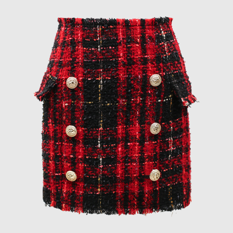 New Fashion Runway Baroque Designer Skirt Women's Lion Buttons Colors Plaid Tweed Wool Mini Skirt Y200326, Gray
New Fashion Runway Baroque Designer Skirt Women's Lion Buttons Colors Plaid Tweed Wool Mini Skirt Y200326, Gray