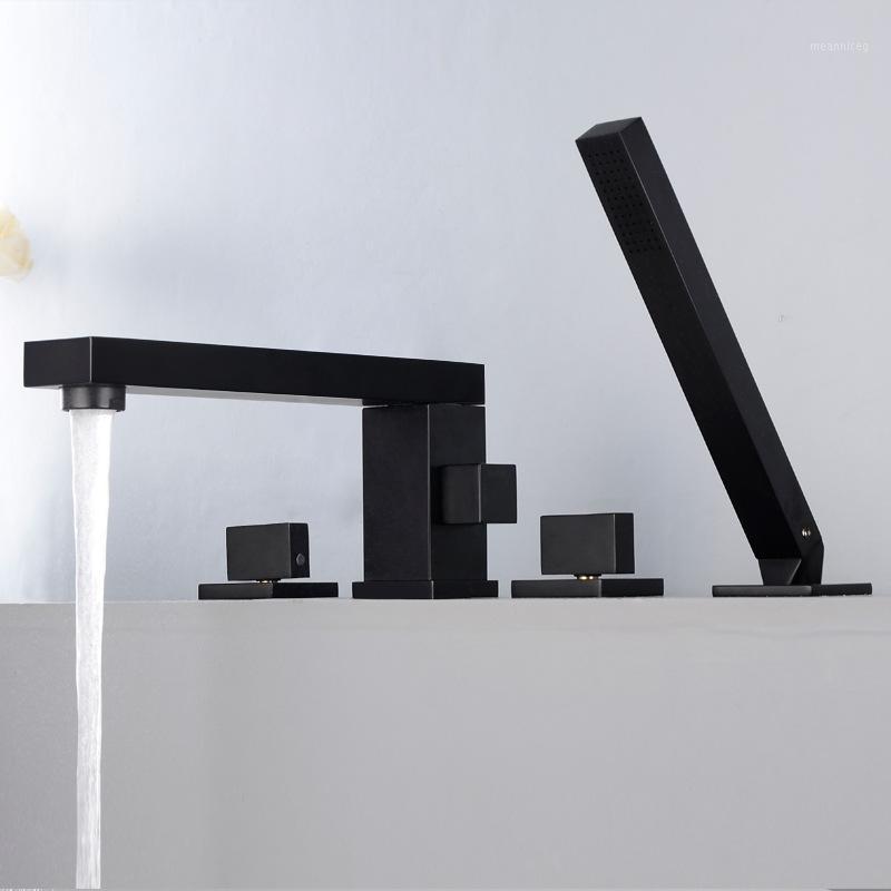 Matte Black brass square bathroom Bathtub faucet set Two handle Four holes mixer faucet High grade design Rotatable shower Tap1
Matte Black brass square bathroom Bathtub faucet set Two handle Four holes mixer faucet High grade design Rotatable shower Tap1