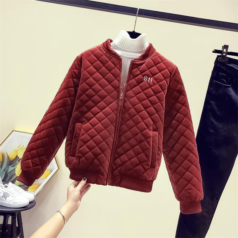 Embroidery Fashion Women Short Winter Jacket Korean Velvet Loose Cotton Coat Female Padded Cotton Casual Baseball Streetwear 201019