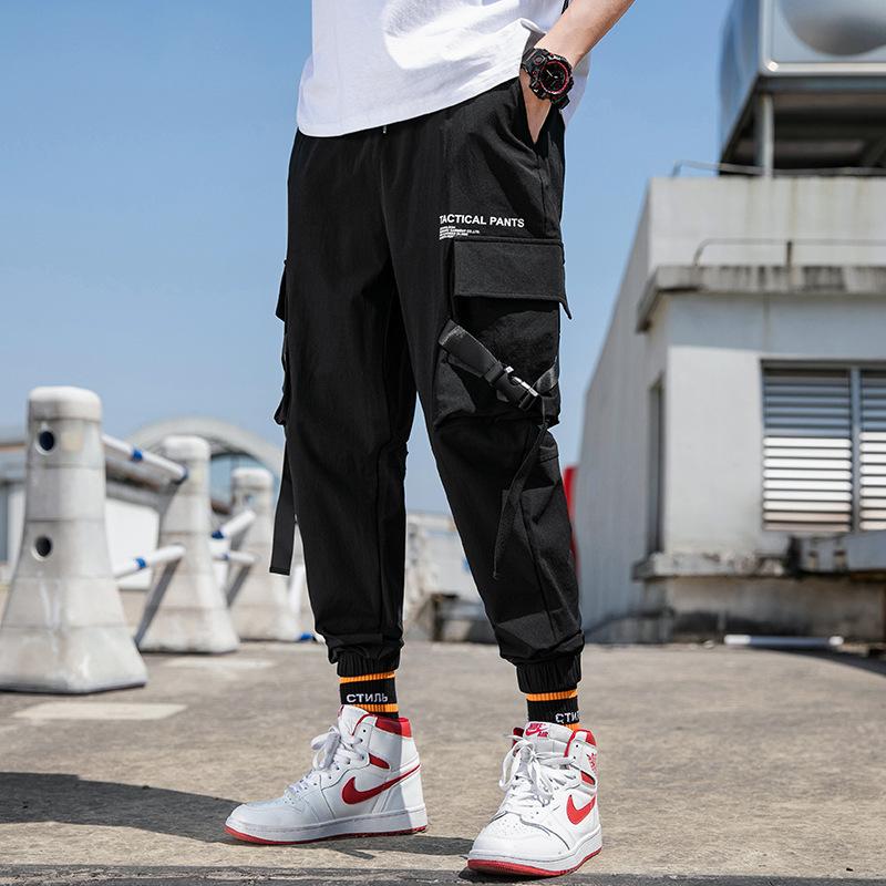 Hip Hop Cargo Pants Men Fashion Harajuku Harem Pant Streetwear Casual Joggers Multi-Pocket Ribbons Tie feet Men Pant, Black 
Hip Hop Cargo Pants Men Fashion Harajuku Harem Pant Streetwear Casual Joggers Multi-Pocket Ribbons Tie feet Men Pant, Black