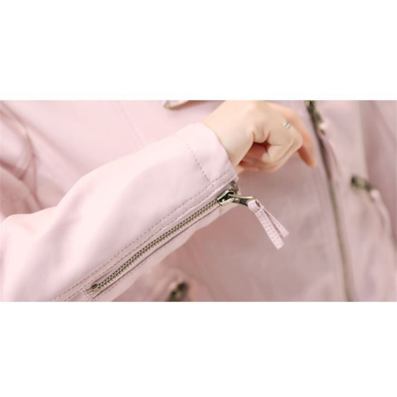 Faux Leather Jacket Women Pink Plus Size PU Coat New Autumn Fashion Korean Short Slim Moto Leather Clothing Feminina LD1206 201226