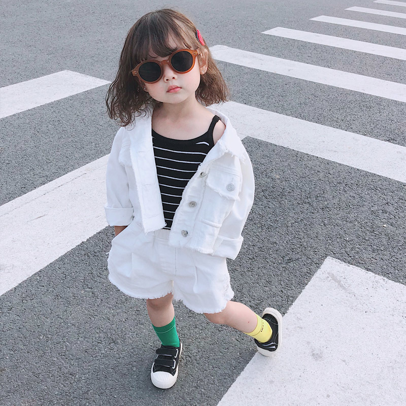ANKRT New Spring Baby Girl Clothes Autumn Children Clothing Child Outerwear Coat Jackets Kids Tops Jeans white Wear Denim 201110