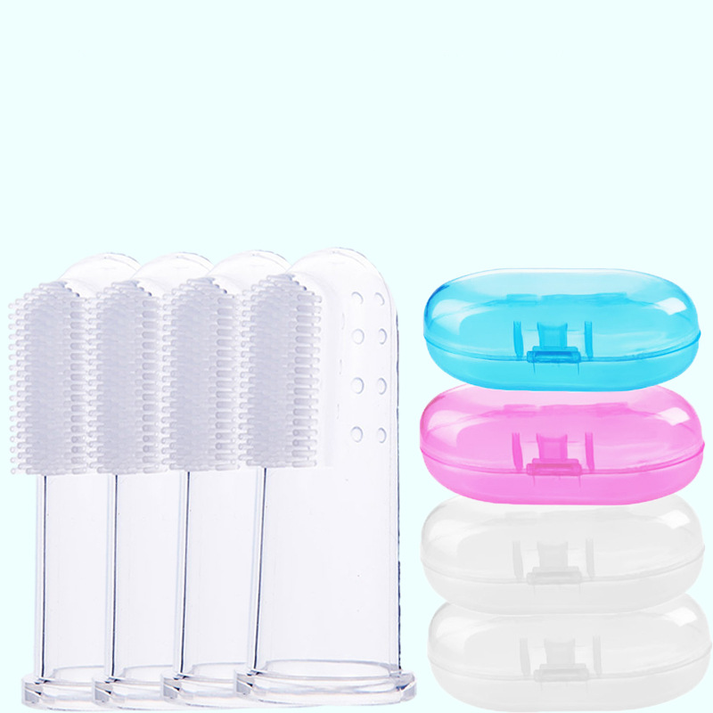 Cute Baby Finger Toothbrush With Box Children Teeth Clear Massage Soft Silicone Infant Rubber Cleaning Brush Massager Set Cepillo De Dientes Para Dedo
