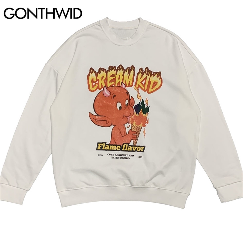 GONTHWID Cream Devil Fire Flame Print Sweatshirts Hoodies Streetwear Mens Hip Hop Harajuku Casual Sweat Shirts Tops Outwear 201113, White
GONTHWID Cream Devil Fire Flame Print Sweatshirts Hoodies Streetwear Mens Hip Hop Harajuku Casual Sweat Shirts Tops Outwear 201113, White