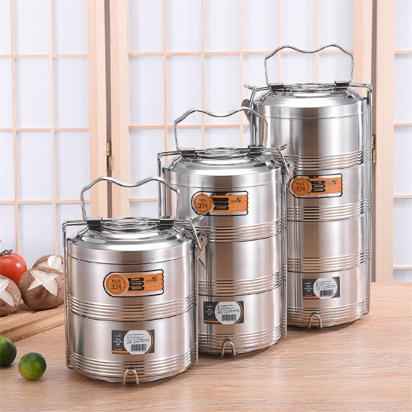 Large 2 3 4 Layer Stainless Steel Thermos Lunch Box Portable Thermal Insulation Food Container Office Picnic Bento Box Leakproof 201210
Large 2 3 4 Layer Stainless Steel Thermos Lunch Box Portable Thermal Insulation Food Container Office Picnic Bento Box Leakproof 201210