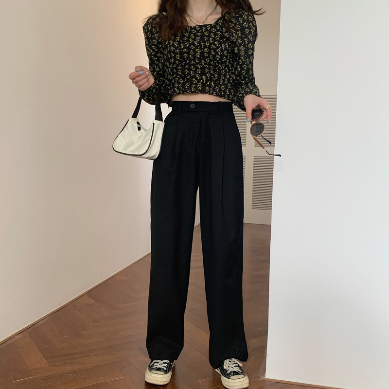 DEAT high waist full length pants wide legs kahki color pocket BF Styles cacual trousers female 7A03204L 201228