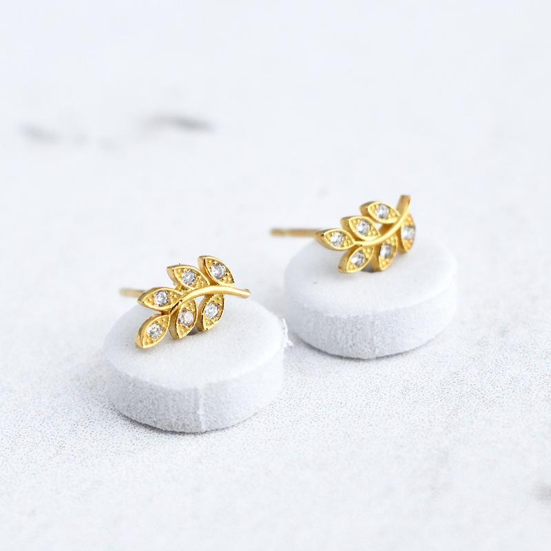 Stud 925 Sterling Silver Earrings For Women Micro Zircon Leaves Jewelry Women1
