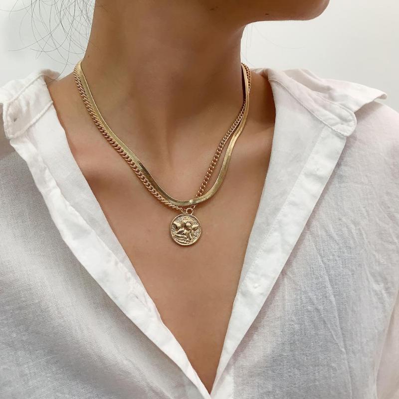 HC Fashion Gold Color Silvery Doulbe Snake Cuban Chain Necklace Punk Portrait Coin Link Choker Necklace Gothic Jewelry Women T
HC Fashion Gold Color Silvery Doulbe Snake Cuban Chain Necklace Punk Portrait Coin Link Choker Necklace Gothic Jewelry Women T