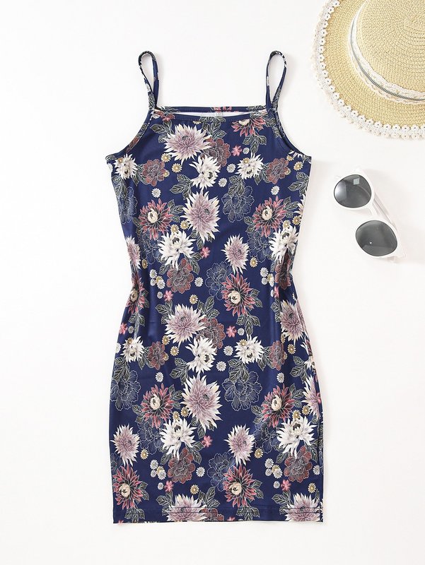 Girls Floral Print Cami Dress SHE08