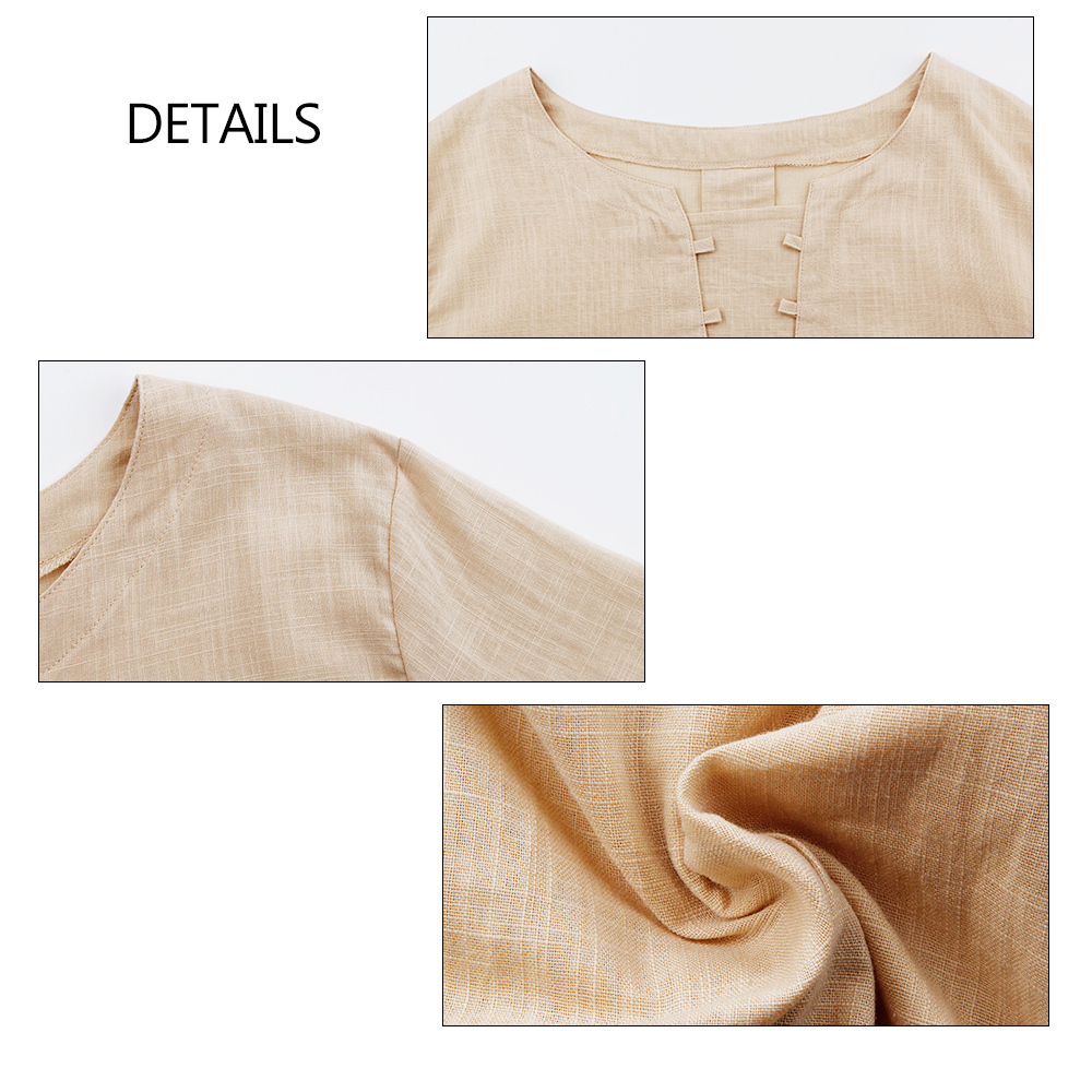 Vintage Round Neck Cotton Linen Blouse Women Plus Size Loose Short Sleeve Long Blouses Top Female Irregular Hem Shirt Blouse 5xl Y200930