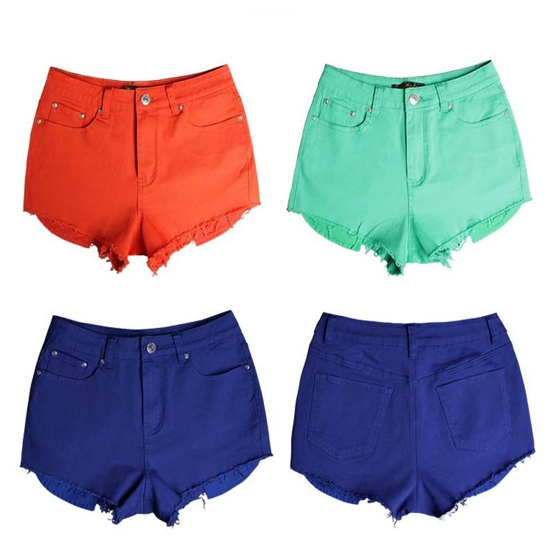 Summer Multicolor Tight Women High Waist Denim shorts Women Color Sexy Hot Loose Thin Tight Denim High Waist Shorts For Women T200602