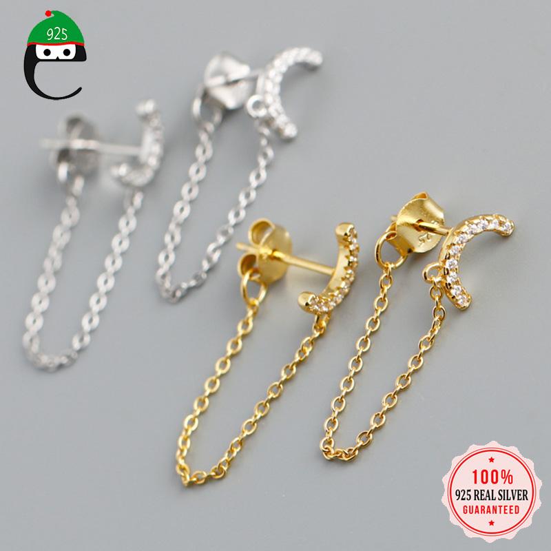 ElfoPlataSi 2021 New Real 925 Sterling Silver Fashion Chain Moon CZ Stud Earring For Women Wedding Party Fine S925 Jewelry DA248
ElfoPlataSi 2021 New Real 925 Sterling Silver Fashion Chain Moon CZ Stud Earring For Women Wedding Party Fine S925 Jewelry DA248