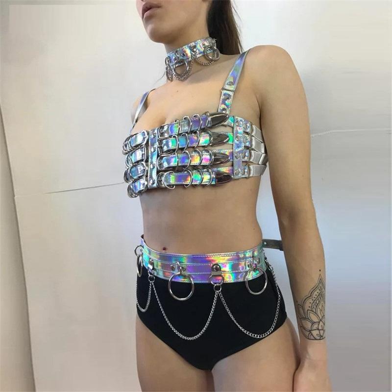 Belts One Set Sexy Women Shiny Laser PU Crop Tank Top Metal Chain Mini Skirts Sets Holographic Backless Nightclub, Pink
Belts One Set Sexy Women Shiny Laser PU Crop Tank Top Metal Chain Mini Skirts Sets Holographic Backless Nightclub, Pink