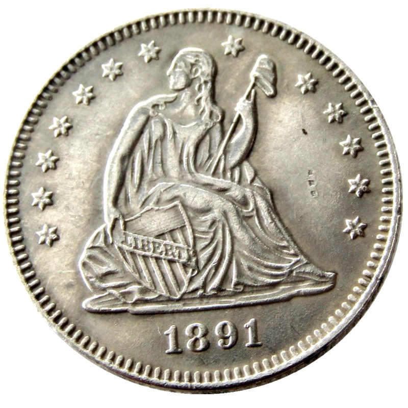 US Coins 1891 P/O/S Seated Liberty Quater Dollar Silver Plated Craft Copy Coin Brass Ornaments home decoration accessories
US Coins 1891 P/O/S Seated Liberty Quater Dollar Silver Plated Craft Copy Coin Brass Ornaments home decoration accessories