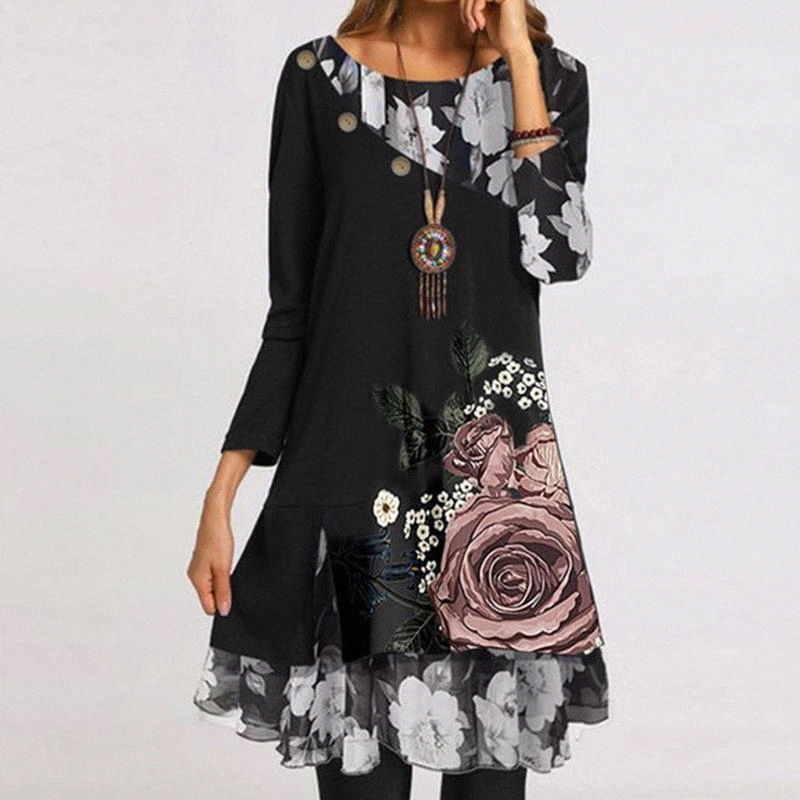 Vintage Floral Print Patchwork Button Women Dress Elegant O Neck Party Dress 2021 Spring Autumn Long Sleeve A-Line Vestido #750P, Black;gray
Vintage Floral Print Patchwork Button Women Dress Elegant O Neck Party Dress 2021 Spring Autumn Long Sleeve A-Line Vestido #750P, Black;gray