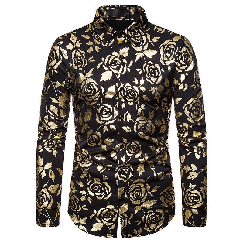 Gold Rose Printed Long Sleeve Mens Shirts Single Breasted Wing Collar Tuxedo Shirt Streetwear Big and Tall Size Male Shirt XXL, Navy party shirt
Gold Rose Printed Long Sleeve Mens Shirts Single Breasted Wing Collar Tuxedo Shirt Streetwear Big and Tall Size Male Shirt XXL, Navy party shirt