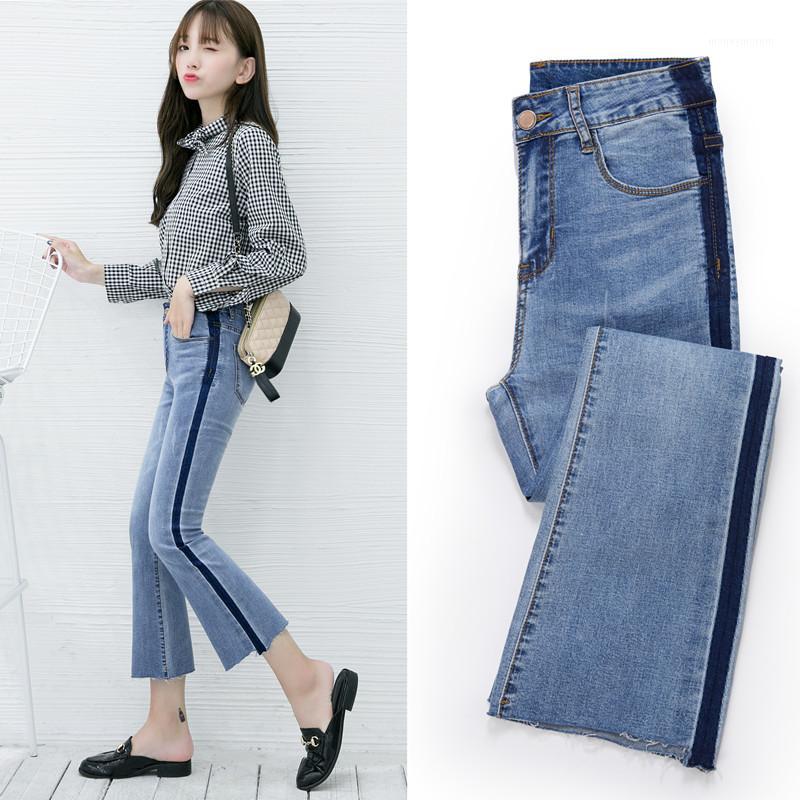 2020 Ankle-Length Pants Women Elastic Skinny Flared Jeans Panelled Scratched Fashion High Waist Jeans Preppy Style Sweet Student1, Blue
2020 Ankle-Length Pants Women Elastic Skinny Flared Jeans Panelled Scratched Fashion High Waist Jeans Preppy Style Sweet Student1, Blue
