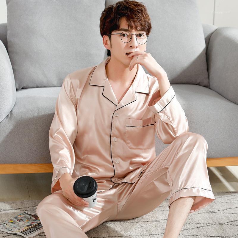 Pajamas Men's Ice Silk Thin Long-sleeved Men's Home Service Youth Spring and Autumn Simulation Silk Suit Sommeil Tops Dormir Top1, See chart
Pajamas Men's Ice Silk Thin Long-sleeved Men's Home Service Youth Spring and Autumn Simulation Silk Suit Sommeil Tops Dormir Top1, See chart