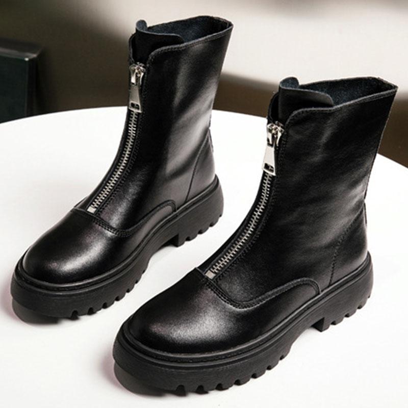 Boots Womens Fashion Mid-tube Ankle British Style Leather Short Front Zipper Women Shoes Woman, Black
Boots Womens Fashion Mid-tube Ankle British Style Leather Short Front Zipper Women Shoes Woman, Black