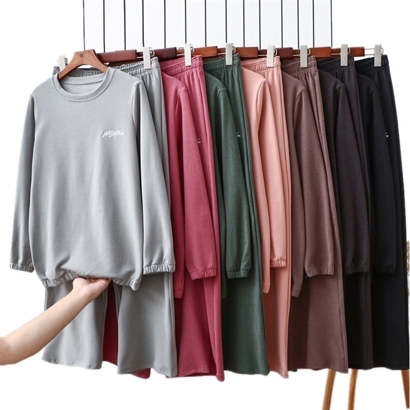 Winter Warm Homewear for Women New Autumn Loose Lounge Wear Fall Winter Home Clothes Female Pajamas Set Warm Home Pants 201113
Winter Warm Homewear for Women New Autumn Loose Lounge Wear Fall Winter Home Clothes Female Pajamas Set Warm Home Pants 201113