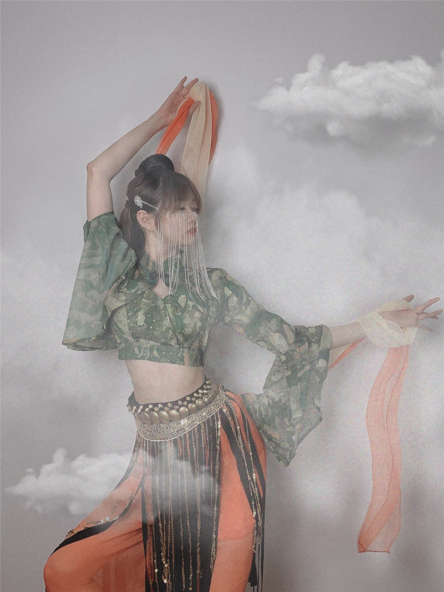 Hanikizi Ethnic Dance Costume dream Dunhuang flying fairy dance performance Outfit exotic style ancient China costume hanfu