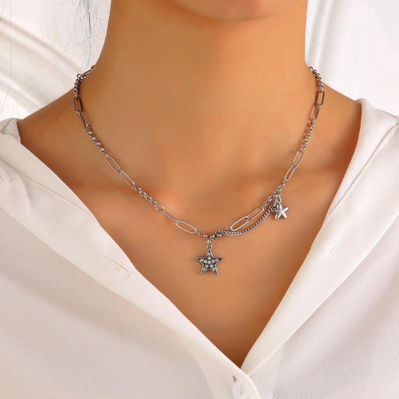 Korea Silver Plated Choker Chain Rhinestone Stars Pendant Necklace Boho Style Clavicle Chain Necklace Jewelry Accessories
Korea Silver Plated Choker Chain Rhinestone Stars Pendant Necklace Boho Style Clavicle Chain Necklace Jewelry Accessories