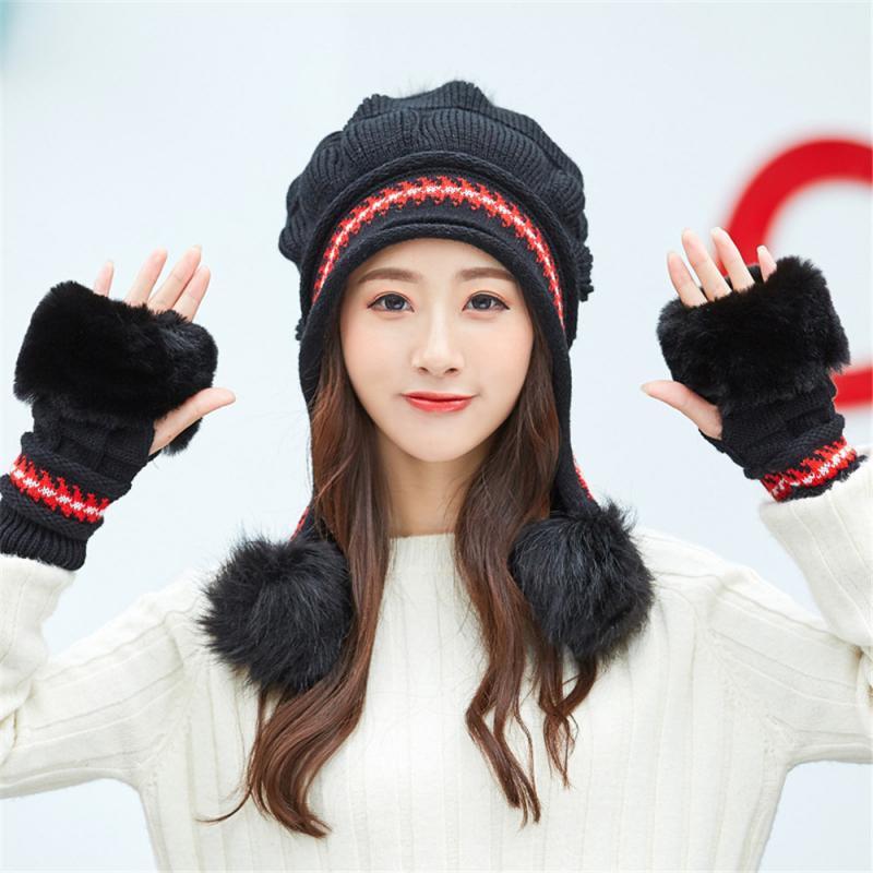 Winter Women Warm Thick Hat Gloves Set New Fashion Wool Ball Beanie Women's Warm Gloves Knitted Hat Set Outdoor Ski Accessories
Winter Women Warm Thick Hat Gloves Set New Fashion Wool Ball Beanie Women's Warm Gloves Knitted Hat Set Outdoor Ski Accessories