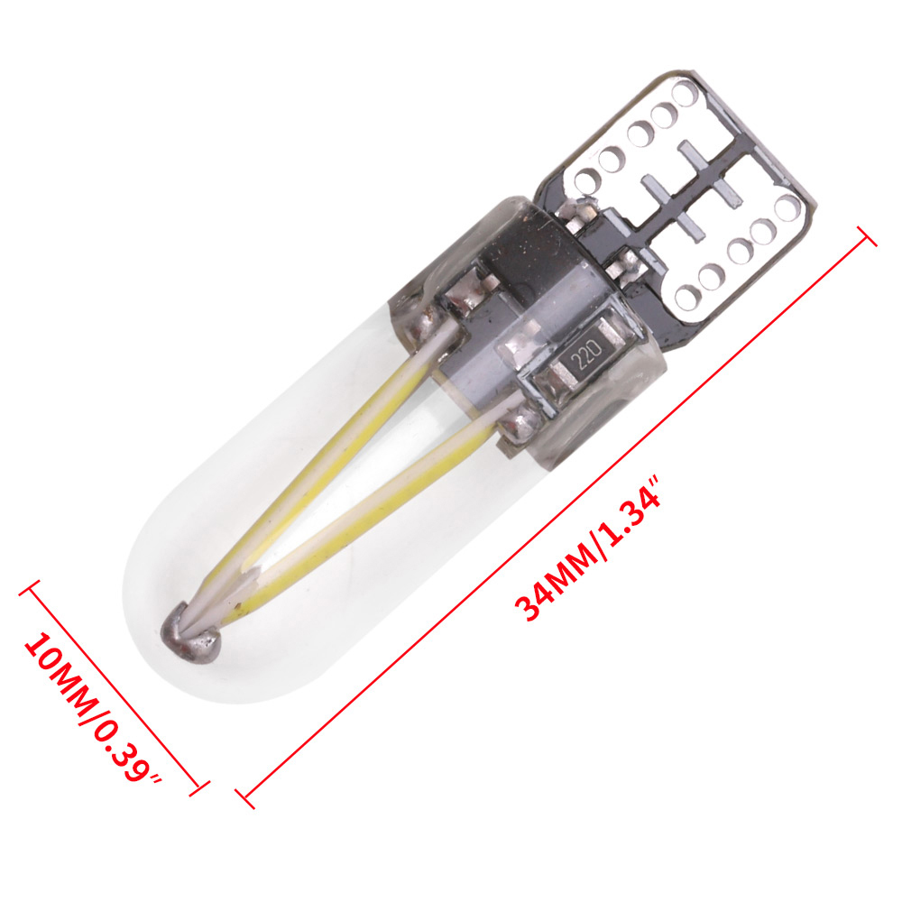 T10 W5W Cob Led Light Glass Auto Automobiles Reading Dome Bulb Lamp DRL Filament Car Styling Super Bright White Blue Red 12V