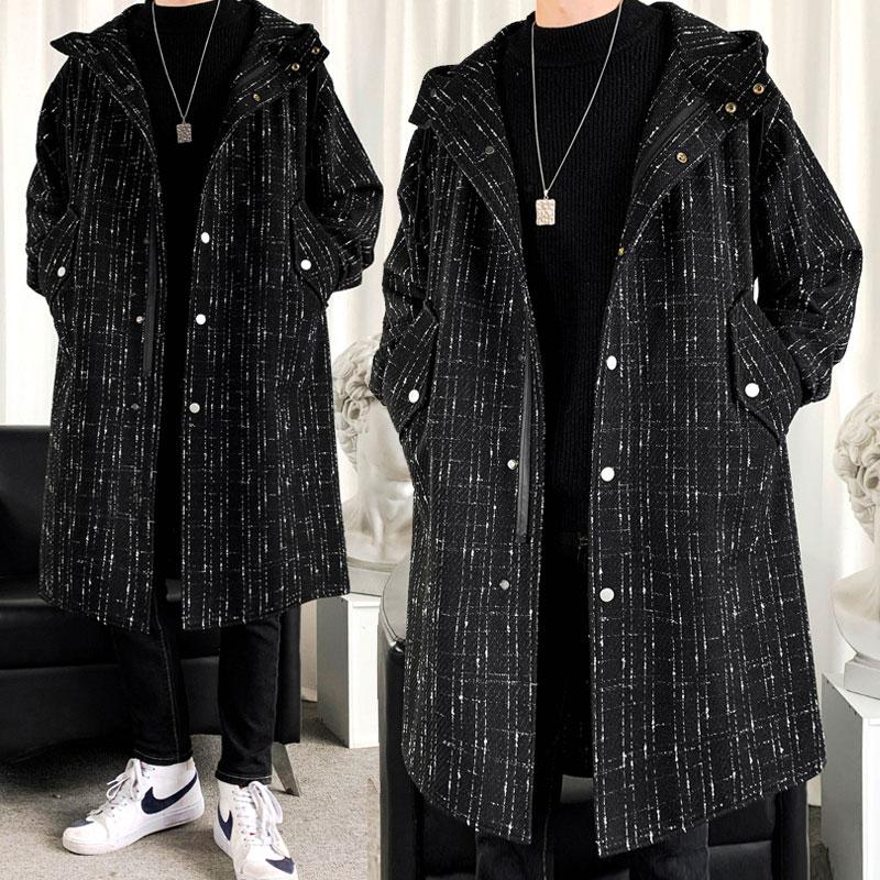 Boutique Woolen Coat Men'S Hooded Long Plus Size Windbreaker Fashion Causal Black White Single-Breasted Vintage Coats For Men
Boutique Woolen Coat Men'S Hooded Long Plus Size Windbreaker Fashion Causal Black White Single-Breasted Vintage Coats For Men