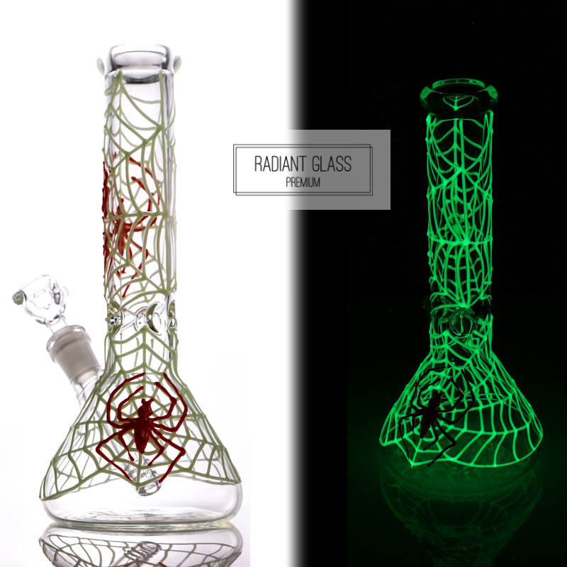 Hookahs Glitter Glass Bong Beaker Bongs Glow In The Dark Luminous Water Pipe mixed 5styles Dab Rig