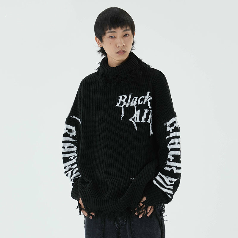 2020 Man Broken Hole Turtleneck High-streetwear Hip Pullover Girl High-street Punk Sweater Knitted Shirt Rjmo, Black
2020 Man Broken Hole Turtleneck High-streetwear Hip Pullover Girl High-street Punk Sweater Knitted Shirt Rjmo, Black