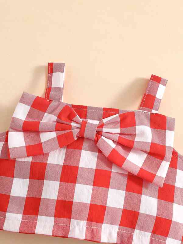 Baby Gingham Print Bow Front Cami Top & Flare Leg Pants SHE
