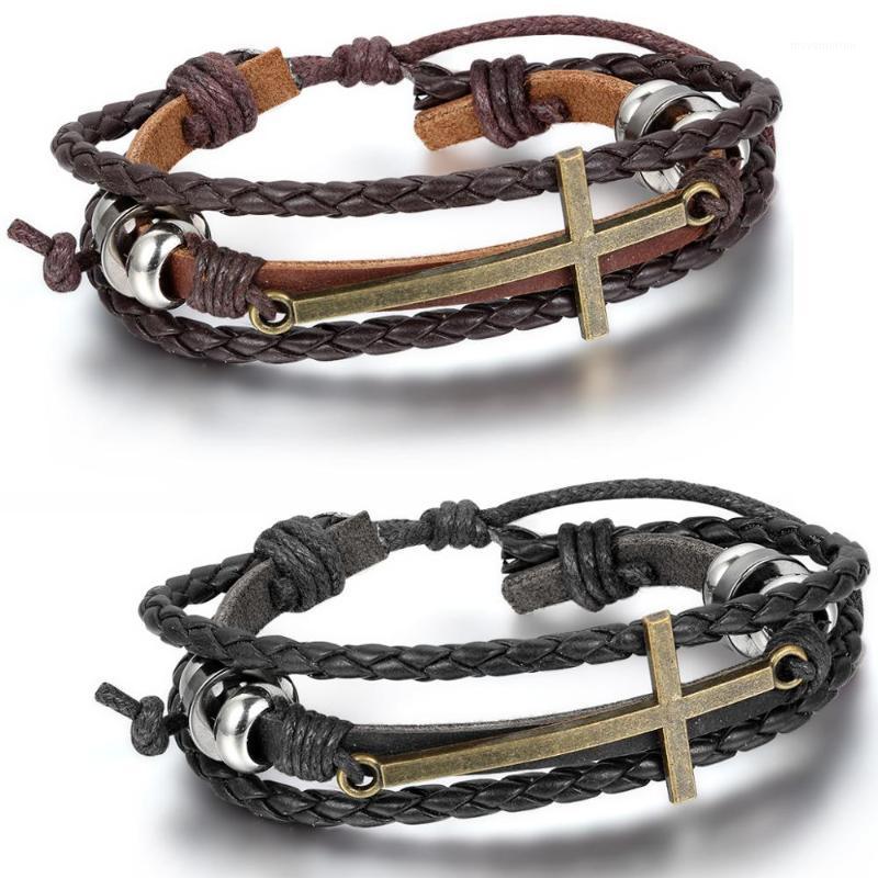 BONISKISS Vintage Leather Bracelets & Bangles Metal Cross Jesus Charm Bracelet Black Brown Color Adjustable Men Women Jewelry1 
BONISKISS Vintage Leather Bracelets & Bangles Metal Cross Jesus Charm Bracelet Black Brown Color Adjustable Men Women Jewelry1