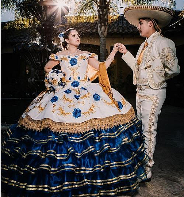 Traditional Mexico Charro Quinceanera Dresses Embroidered Floral Lace Off The Shoulder Satin Ball Gown Long Tiered Vestidos De Xv Años 15 Sweet 16 Dre