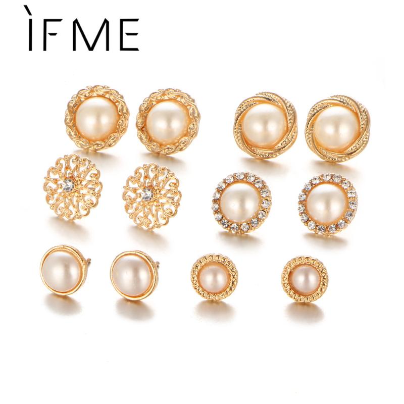 IF ME 6Pairs/set Round Crystal Stud Earrings Sets Women Female Simulated Pearl Flower Ear Studs Party Wedding Gift Gold Color
IF ME 6Pairs/set Round Crystal Stud Earrings Sets Women Female Simulated Pearl Flower Ear Studs Party Wedding Gift Gold Color