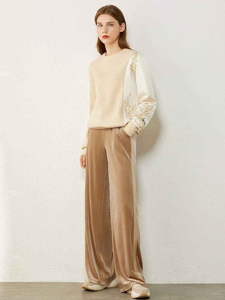 Amii Minimalism Autumn Winter Sweaters For Women Fashion Spliced Embroidery Oneck Loose Women's sweater Female Tops 12070511 201225