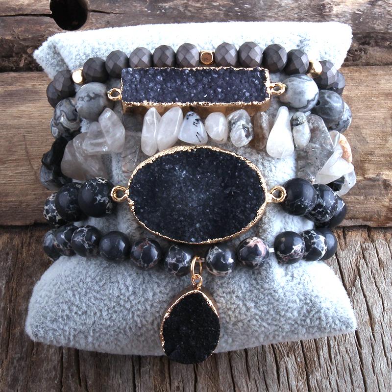 MD Fashion Designer Boho Druzy Stones Beaded Bracelet Natural Stone Druzy Charms 5pc Bracelets Sets For Women Gift DropShip
MD Fashion Designer Boho Druzy Stones Beaded Bracelet Natural Stone Druzy Charms 5pc Bracelets Sets For Women Gift DropShip