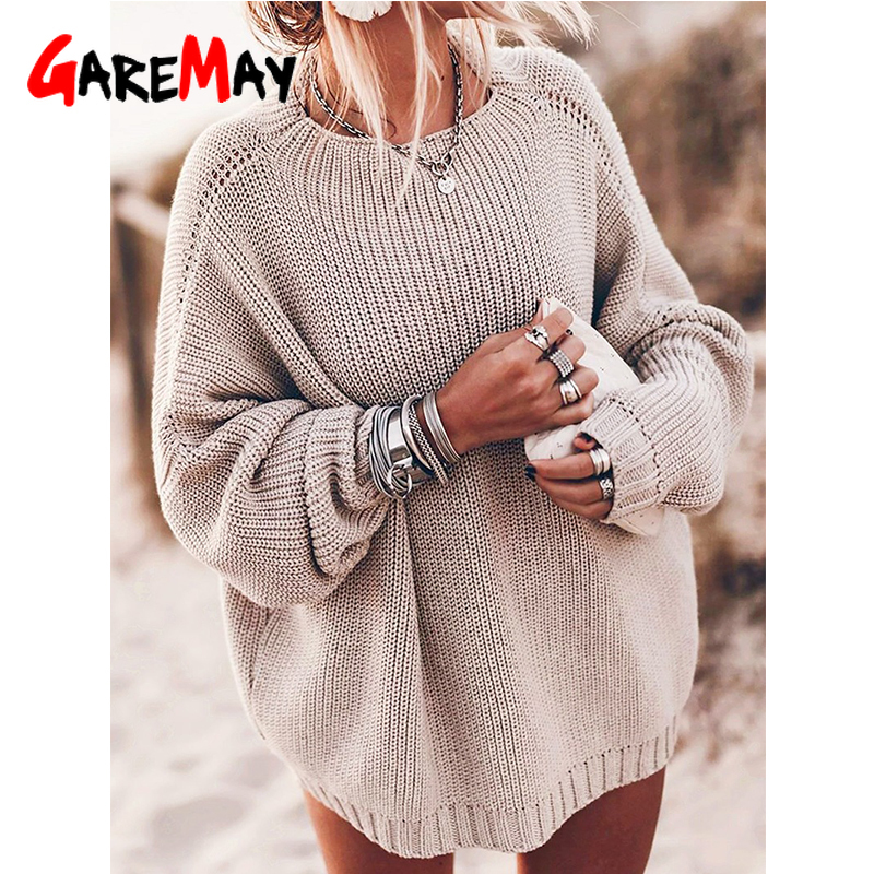 Long Sleeve O Neck Knitted Womens Sweaters Pullover Autumn Winter Solid Plus Size Fluffy Sweater Jumper Ladies Knitwear 201130