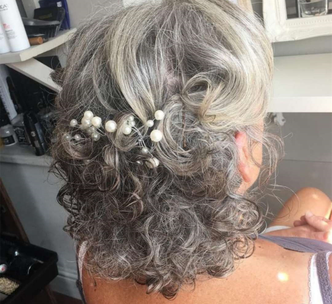 Beautiful gray hair extension clip in drawstring ponytail grey curly natural highlight two tone mixed Salt and pepper women hairpiece