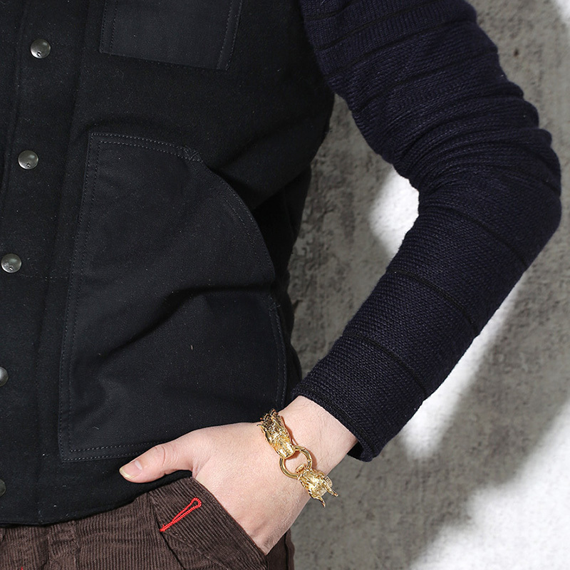 Men's Punk Double Dragon Head Herringbone Chain Bracelet for Men Braslet Stainless Steel Gold Tone Hip Hop Male Jewelry 22.5cm 200928