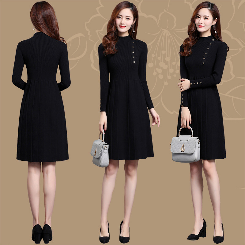 New Fashion Autumn Winter Women Long Sweater Dress Pullovers Warm Knitted Sweaters Pullover Dresses Lady 201023