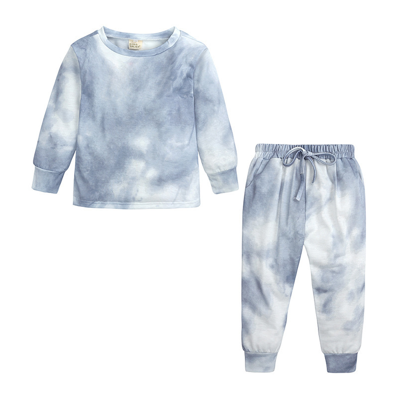 LZH 2020 New Autumn Baby Girl Clothes Set Tie-Dye Printing Children's Tracksuit Fashion Long Sleeve Trousers 2Pcs Suit 3-8 Years Y1106
