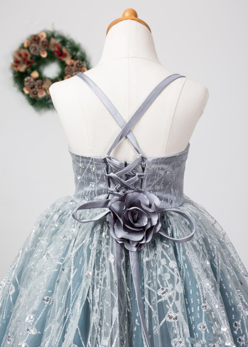 a line girls pageant dresses lace sequined v neck open back girls birthday party gowns custom made