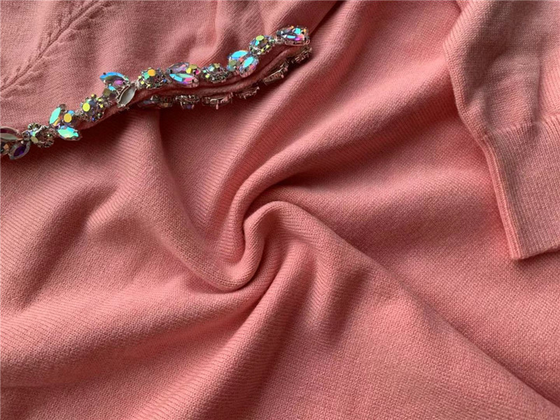 Women Sweater Pearl leaking shoulder Casual 2 Piece Sweat Suit Diamond Shoulder Knit Pants + Jumper Top Costume Clothing Set T200116