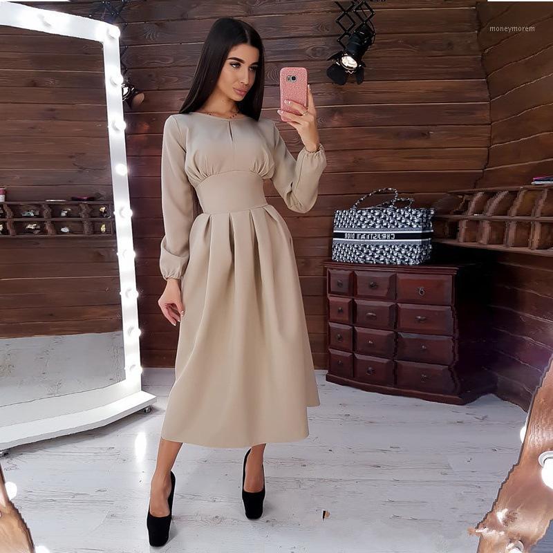 Autumn Long Sleeve Dress Women Elegant Pure Color O neck Slim Female Clothes Casual Red high Waist A line Midi Dresses Winter1, Brown
Autumn Long Sleeve Dress Women Elegant Pure Color O neck Slim Female Clothes Casual Red high Waist A line Midi Dresses Winter1, Brown