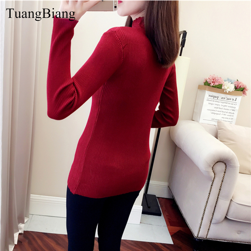Lace Turtleneck Pullovers Sexy Sweaters Hollow Out Winter Ladies White Sweaters Elasticity Bodycon Basic Long Sleeve Jumper 201224