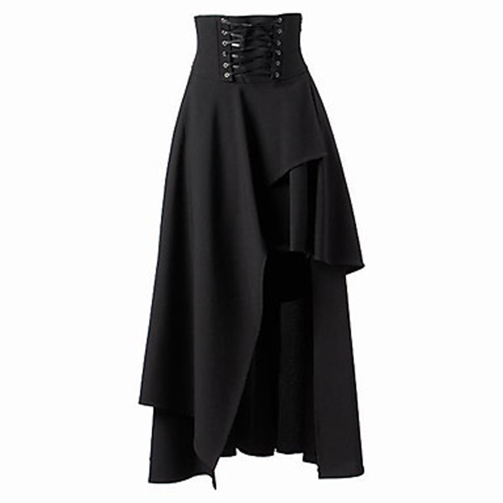 Women Skirt Medieval Retro Solid Gothic Court Lace Ruffled Multilayer Long Sleeve Color Autumn Winter Lolita Punk Skirts 19Oct27 201110