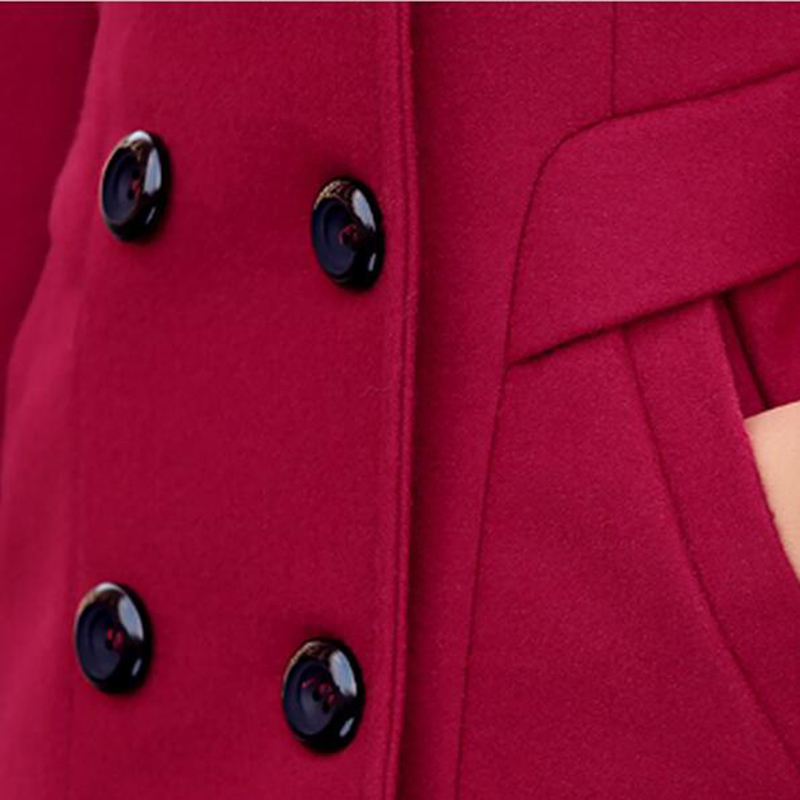 Autumn Winter Fashion Women Yellow Red Orange Wool Coat Double Breasted Coat Elegant Bodycon Wool Long Jackets Manteau Rouge 201102