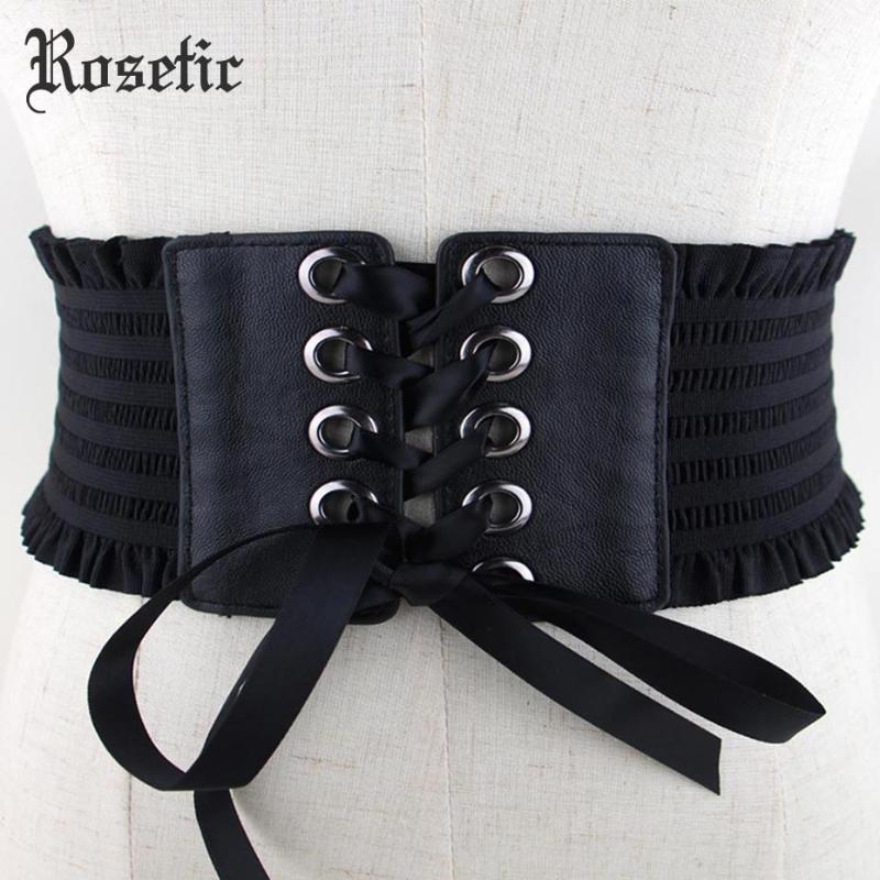 Rosetic Gothic Wommen Cummerbund Black Ribbon Lace-Up Elastic Leather Patchwork Ruffle Wide Belts Fashion Slim Goth Accessories
Rosetic Gothic Wommen Cummerbund Black Ribbon Lace-Up Elastic Leather Patchwork Ruffle Wide Belts Fashion Slim Goth Accessories